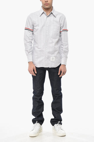 Camicia a Righe con Taschino e Colletto Button-Down