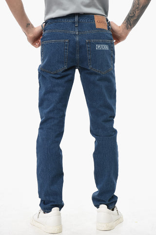 Jeans Regular Fit con Bottone Logato 16cm