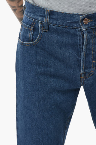 Jeans Regular Fit con Bottone Logato 16cm