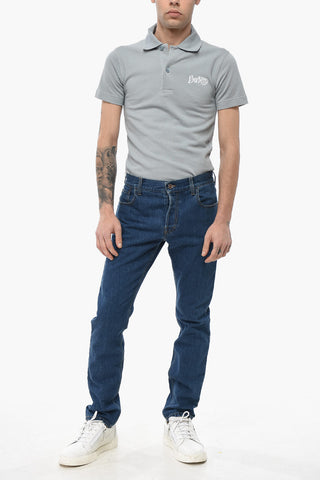 Jeans Regular Fit con Bottone Logato 16cm