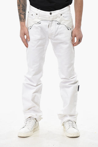 5-Taschen-Hose DIAG STITCH mit Stickereien und Satin-Einsätzen