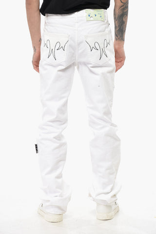 5-Taschen-Hose DIAG STITCH mit Stickereien und Satin-Einsätzen