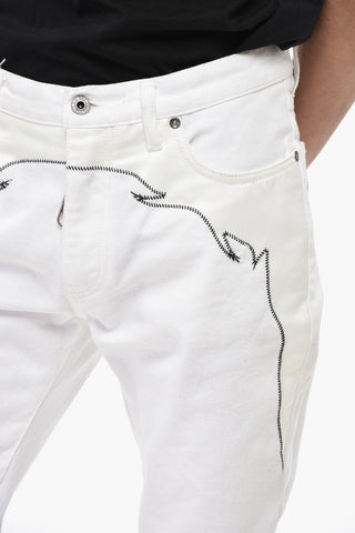 5-Taschen-Hose DIAG STITCH mit Stickereien und Satin-Einsätzen