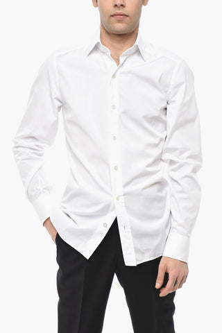 Cotton Poplin Shirt with Spread Collar