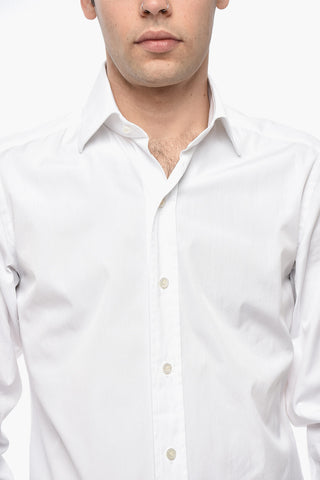 Cotton Poplin Shirt with Spread Collar