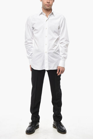 Cotton Poplin Shirt with Spread Collar