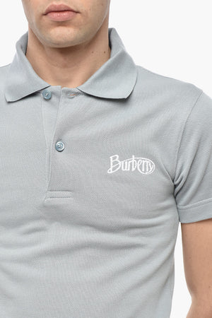Polo a Due Bottoni in Cotone Piquet con Ricamo Logo