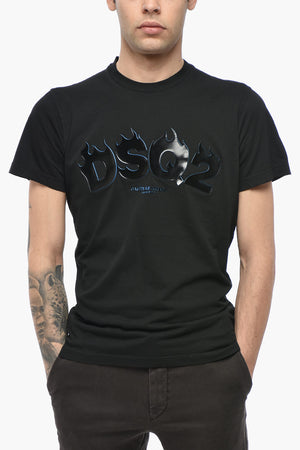 Cigarette-Fit Cotton T-Shirt With Embossed Logo