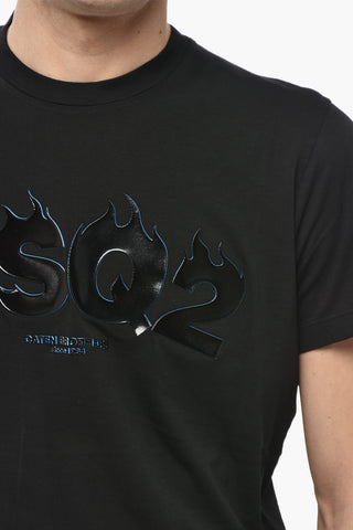 Cigarette-Fit-T-Shirt aus Baumwolle mit geprägtem Logo