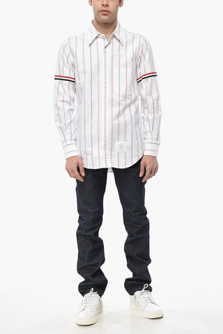Camicia a Righe con Taschino e Colletto Button-Down