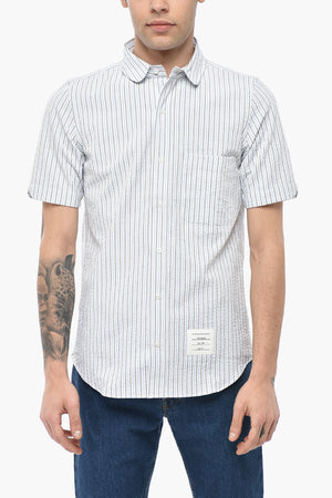 Short-Sleeve Striped Shirt With Club Collar