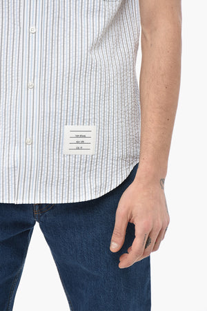 Short-Sleeve Striped Shirt With Club Collar