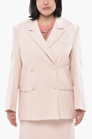 Oversized Double-Breasted Virgin Stretch Wool Blazer