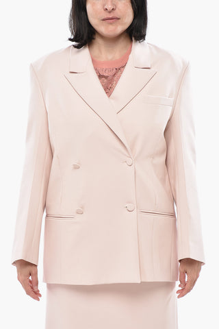 Oversized Double-Breasted Virgin Stretch Wool Blazer