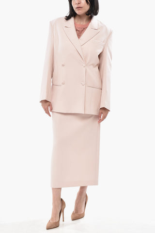 Oversized Double-Breasted Virgin Stretch Wool Blazer