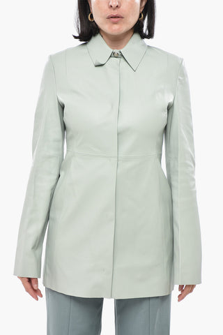 L/S LEATHER SHIRT LIGHT GREEN