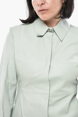 L/S LEATHER SHIRT LIGHT GREEN