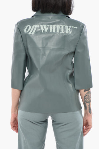 LEATHER Bowling Leather Shirt With Contrast Pocket