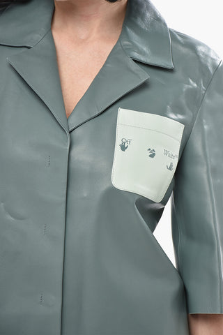 LEATHER Bowling Leather Shirt With Contrast Pocket