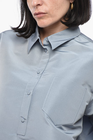 Oversized Bluse Aus Seidenorganza Mit Tasche