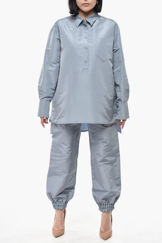 Oversized Bluse Aus Seidenorganza Mit Tasche