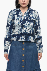 Bluse aus Leinen mit Blumenmuster