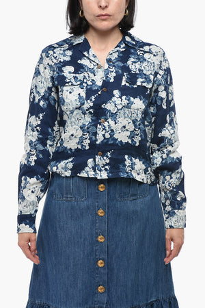 Bluse aus Leinen mit Blumenmuster