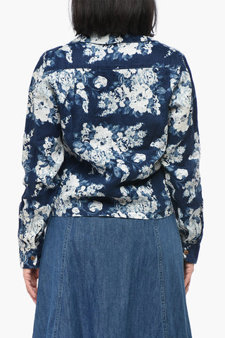 Bluse aus Leinen mit Blumenmuster