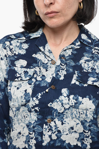 Bluse aus Leinen mit Blumenmuster