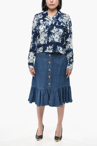 Bluse aus Leinen mit Blumenmuster