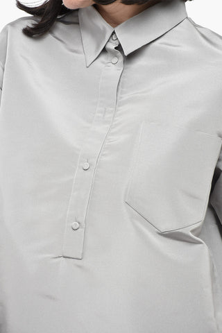 Oversized Bluse Aus Seidenorganza Mit Tasche