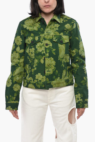 Jeansjacke Mit Blumenmuster