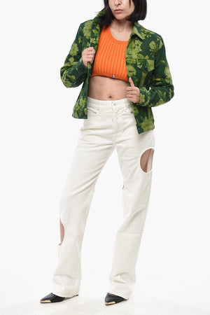 Jeansjacke Mit Blumenmuster