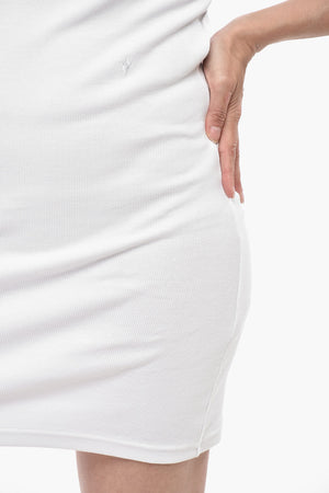Vestito Senza Maniche a Costine con Logo Tono su Tono