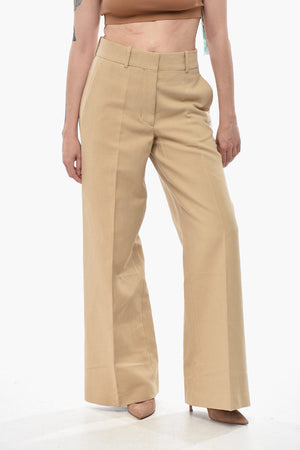 Pantaloni Palazzo ROMANTIC in Misto Lino con Tasche a Filo