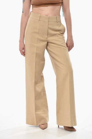 Pantaloni Palazzo ROMANTIC in Misto Lino con Tasche a Filo