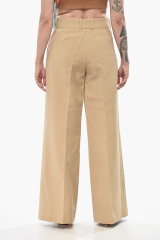 Pantaloni Palazzo ROMANTIC in Misto Lino con Tasche a Filo