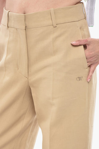 Pantaloni Palazzo ROMANTIC in Misto Lino con Tasche a Filo