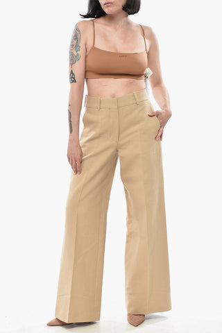 Pantaloni Palazzo ROMANTIC in Misto Lino con Tasche a Filo