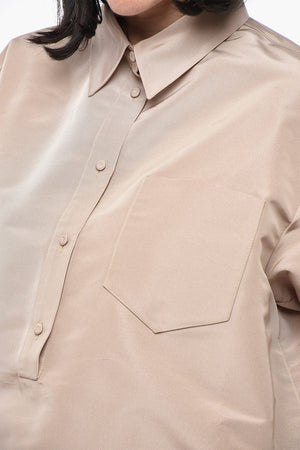 Oversized Bluse Aus Seidenorganza Mit Tasche