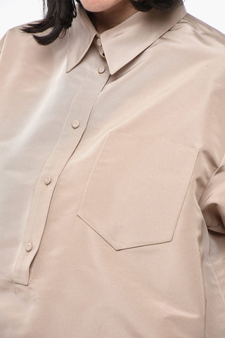 Oversized Bluse Aus Seidenorganza Mit Tasche