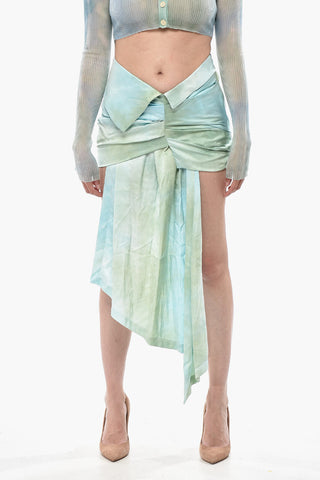 SEASONAL Satin Mini Skirt BOW TIE with Side Drape