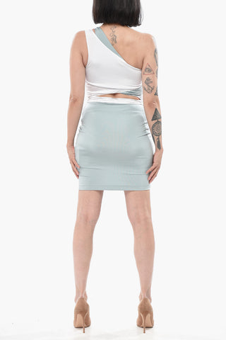 Zweifarbiges Midikleid mit Schnürdetail