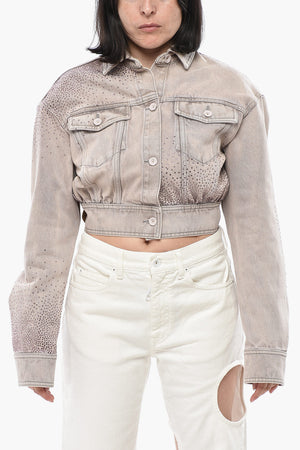 SEASONAL Cropped Jeansjacke mit Strass