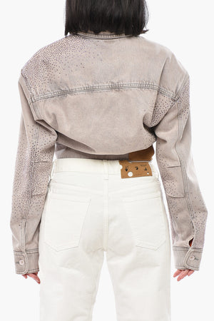 SEASONAL Cropped Jeansjacke mit Strass