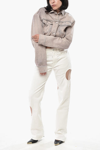 SEASONAL Cropped Jeansjacke mit Strass