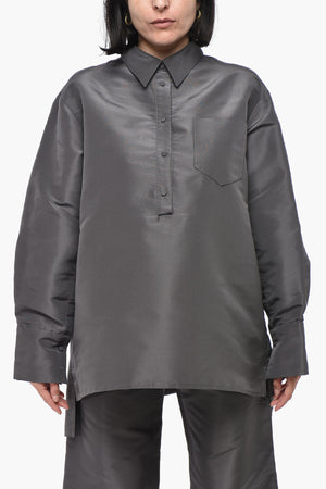 Oversized Bluse Aus Seidenorganza Mit Tasche