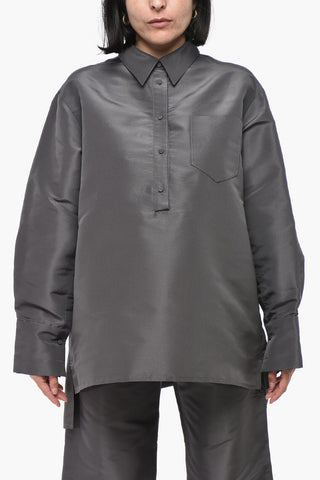 Oversized Bluse Aus Seidenorganza Mit Tasche
