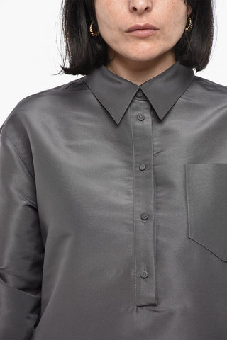 Oversized Bluse Aus Seidenorganza Mit Tasche
