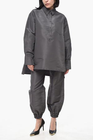 Oversized Silk Organza Blouse with Pocket